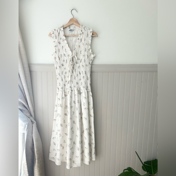 Rails Dion Small Midi Dress White Amaryllis Floral Print Drop Waist 100% Cotton - Picture 2 of 9